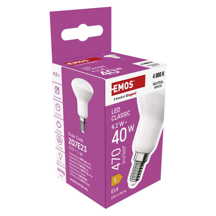 Led lamp EMOS R50 E14 4.2W 400Lm valge - Image 2