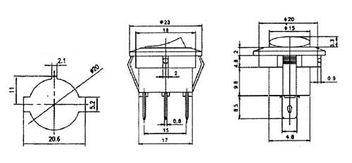Klahvlüliti ON-OFF 16A/12V ümar, lambiga, punane