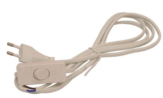 Juhe lülitiga valge, 2 m, HO3VVH2-F; 2×0,75 mm2; 250V 2,5A