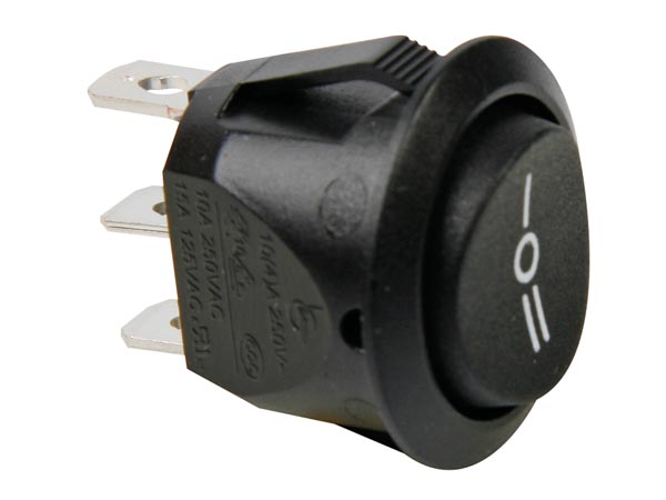 Klahvlüliti SP3T (ON)-OFF-(ON); 6A/250VAC; 20A/12VDC ümar, must