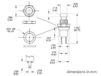 Nupplüliti 1A/125V ON-(OFF) punane - Image 2